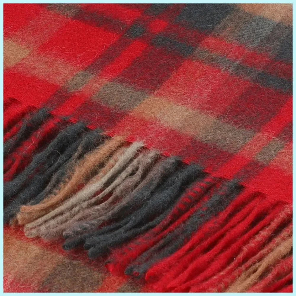 100% Lambswool Scarf Hypoallergenic SCOTTISH IMPORT THINK SOFT WARM TARTAN NWT
